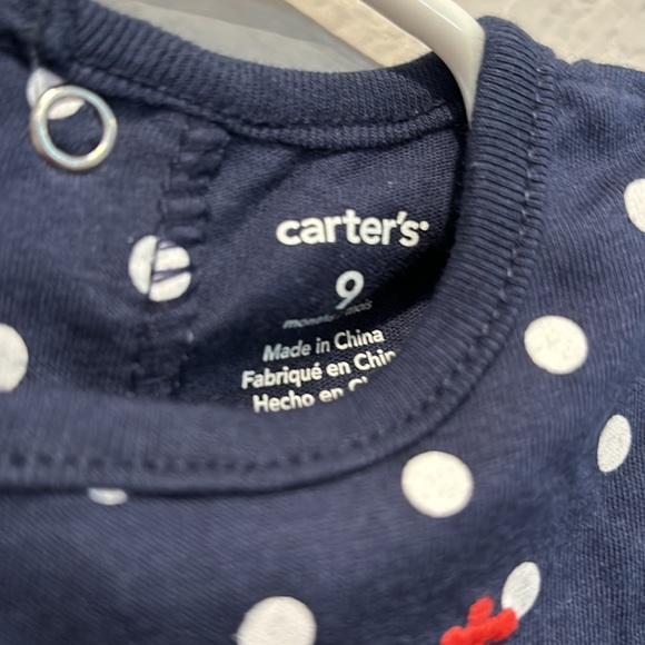 Carter's Infant Girl Size 9 Months Blue & White Polka Dot Anchor Dress NEW - Picture 6 of 10